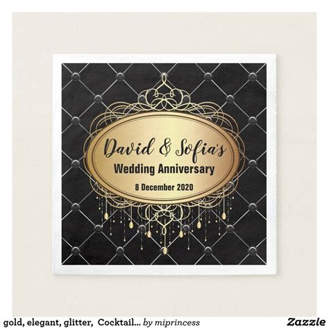 Gold Elegant Glitter Cocktail Paper Napkins