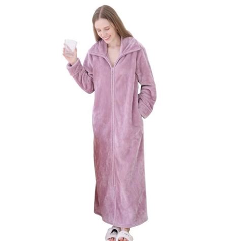 Robe De Chambre Femme Peignoir De Bain En Flanelle Hiver Peignoir Avec