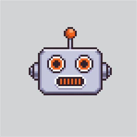 Pixel Art Illustration Robot Head Pixelated Robot Robot Head Icon