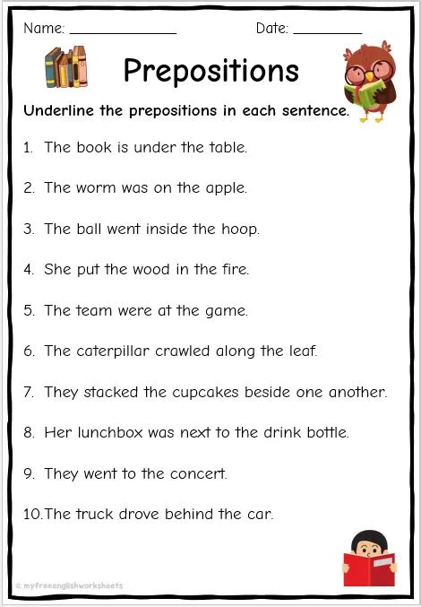 Worksheet Works Identifying Prepositions