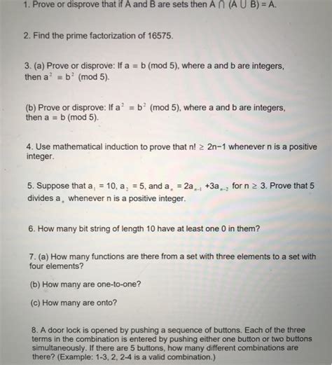 Solved 1 Prove Or Disprove That If A And B Are Sets Then A Chegg