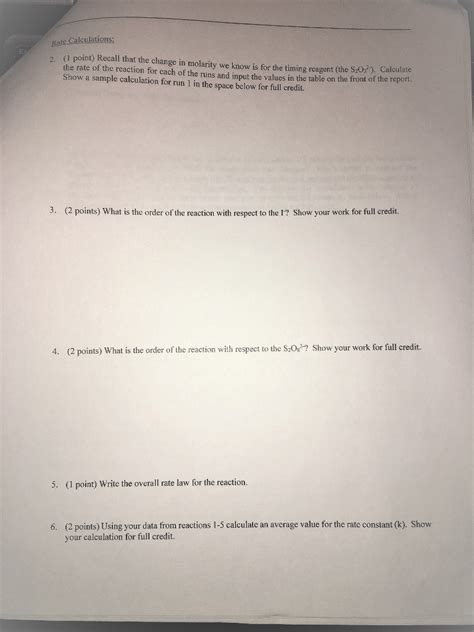 Solved Experiment Chemical Kinetics The Iodine Clock Chegg