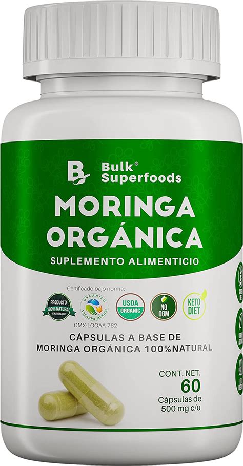 Bulk Superfoods Moringa Pura Organica Natural C Psulas