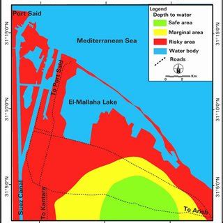 Depth to water hazard map of East Port Said Region | Download ...