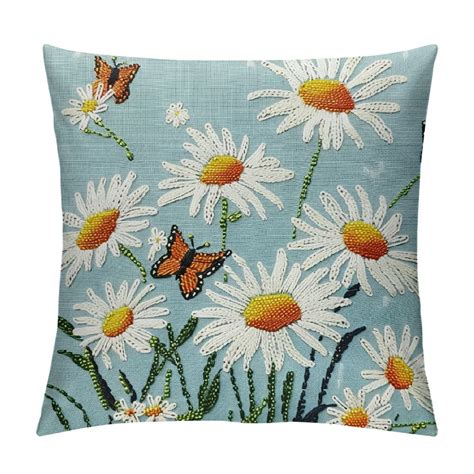 Shiartex Decorative Pillow Covers Daisy Decor Outdoor Summer Couch