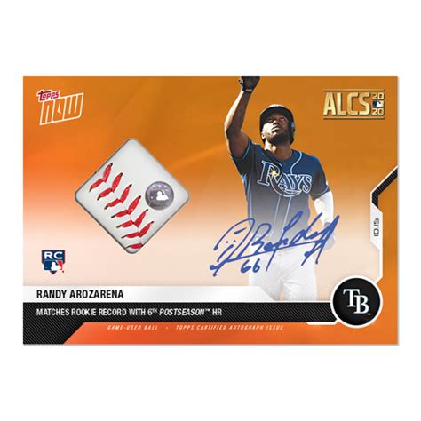 On Card Auto Relic To 5 Randy Arozarena Mlb Topps Now® Card 421e