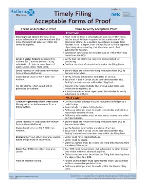 Fillable Online Published By Timely Filing Acceptable Forms Of Proof