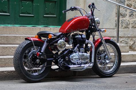 Red Baron ~ 500cc Royal Enfield Bobber By Bulleteer Customs Royal Enfield