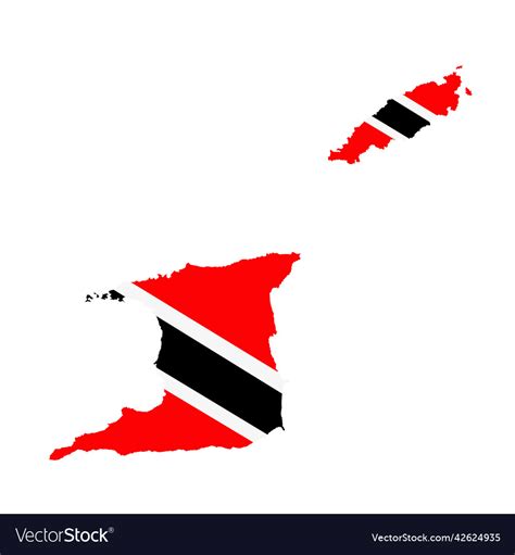 Republic Trinidad And Tobago Map Flag Silhouette Vector Image