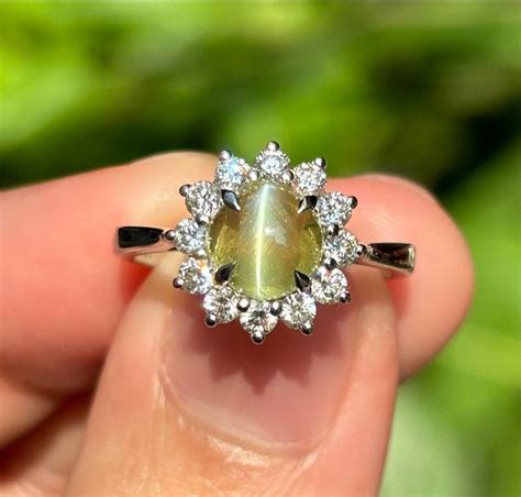 Natural Chrysoberyl Cats Eye Gemstone Ring Silver Ring Gold Ring