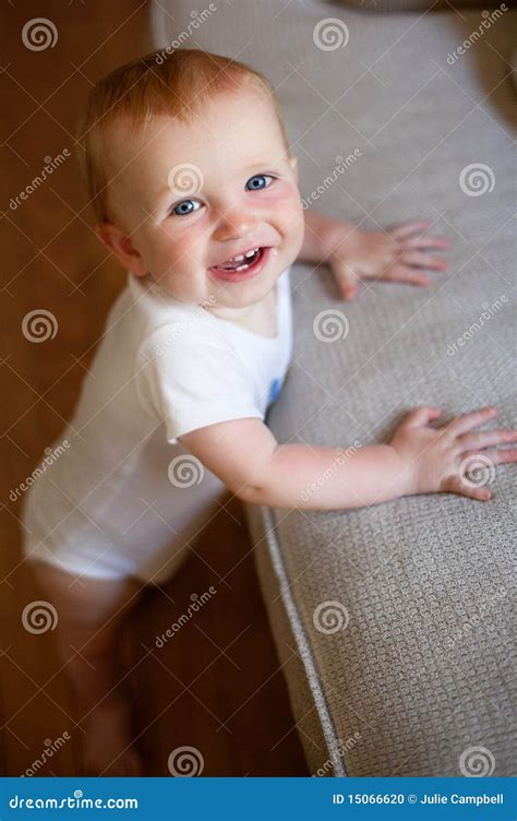 Baby Standing Up Stock Photo Image Of Blond Happiness 15066620