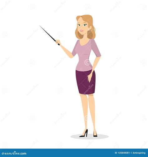 Beautiful Woman Holding A Pointer Stock Vector Illustration Of