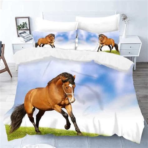 Housse De Couette 140x200cm Cheval dans la Prairie Fermeture éclair