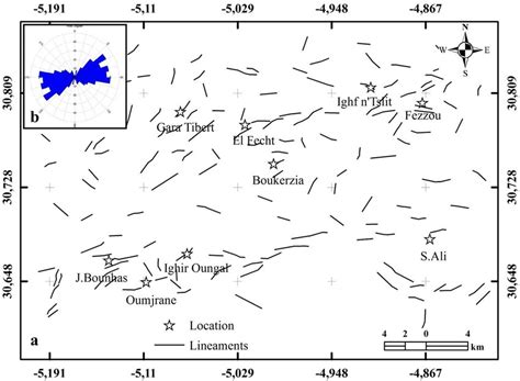 A Lineament S Map Extracted From PC1 And Landsat 8 OLI Image B