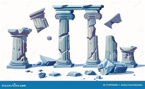 Modern Illustration Of Ancient Greek Or Roman Arch Pillar Stones