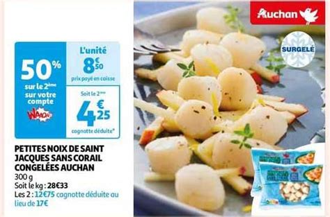 Promo Petites Noix De Saint Jacques Sans Corail Congelées Auchan chez