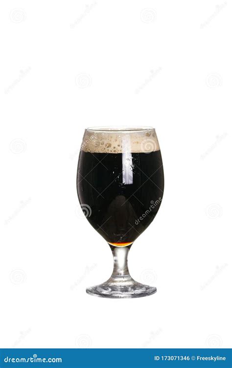 Glass Of Beer Stout Black Dark Beer Isolated On White Background