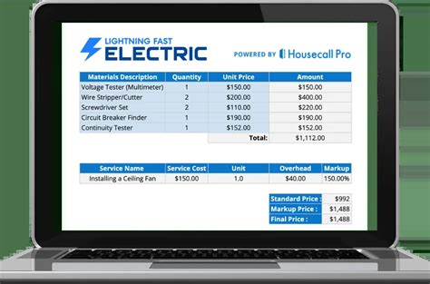 Electrician Flat Rate Pricing Template Housecall Pro