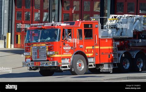 Seattle August Seattle Fire Department Red Ladder Truck At