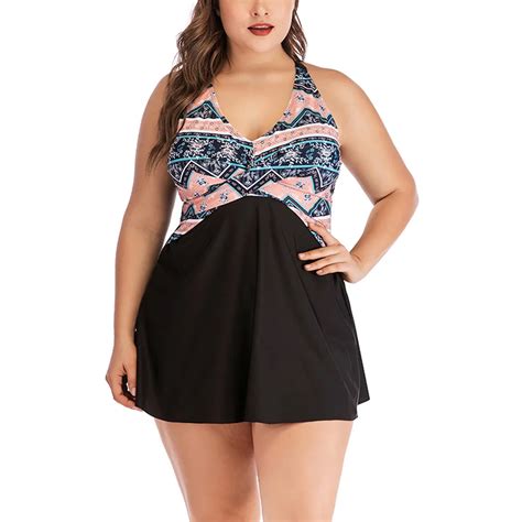 Perimedes Women Swimsuit Fused One Piece Plus Size Print Tankini Sheer