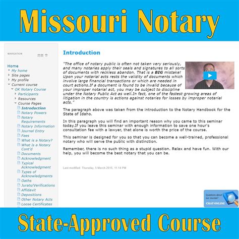 Missouri Notary State Approved Online Course