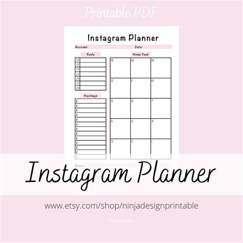 Printable Instagram Content Planner With Instagram Follower Growth