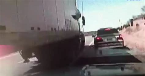 Terrifying Dash Cam Footage Shows Moment Lorry Smashes Into Police Car