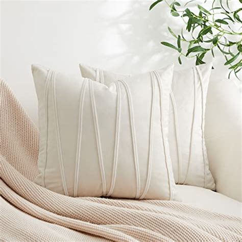 Top Finel Cream Decorative Throw Pillow Covers X Inch Soft Velvet