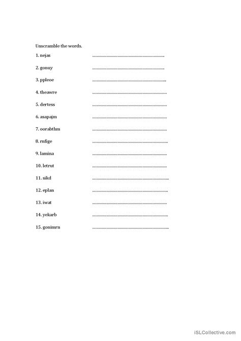 Word Unscramble English Esl Worksheets Pdf Doc