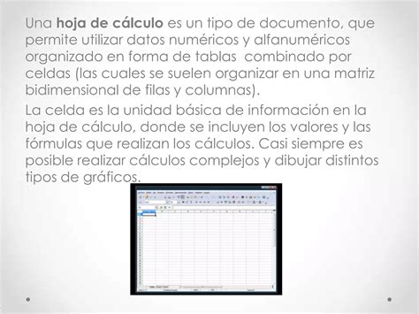 Que Es Una Hoja De Calculo Ppt Descarga Gratuita