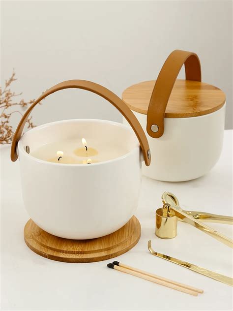 Luxury Big Large Ceramic Candle Jar Unique 3 Wick Candle Jars With Lid ...