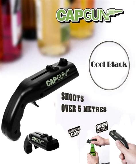 Black Cap Gun Launcher Shooter Bottle Opener Beer Opener Shoot Over 5