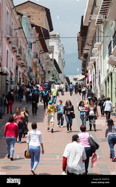 Ecuadorian people in the streets of the capital city, Quito, Ecuador ...