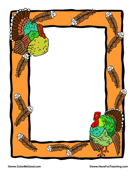 Thanksgiving Turkey Border Writing Paper - Have Fun Teaching