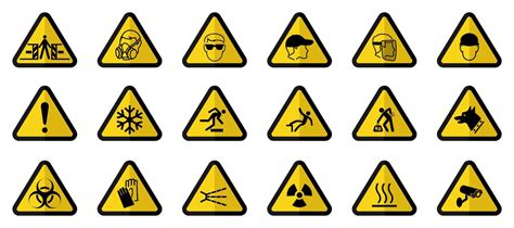 Premium Vector | Protection yellow sign collection set of hazard danger ...