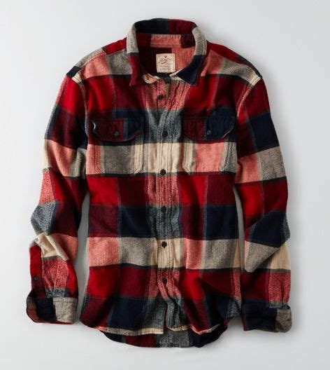 Washed Red AEO Flagstaff Flannel Mens Work Shirts Mens Flannel Shirt