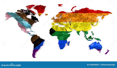 Progress Lgbtq Rainbow World Map Stock Illustration Illustration Of Texture Progress 256046822