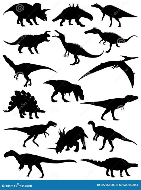 Collection Of Silhouettes Of Dinosaurs Vector Collection Of Dinosaurs