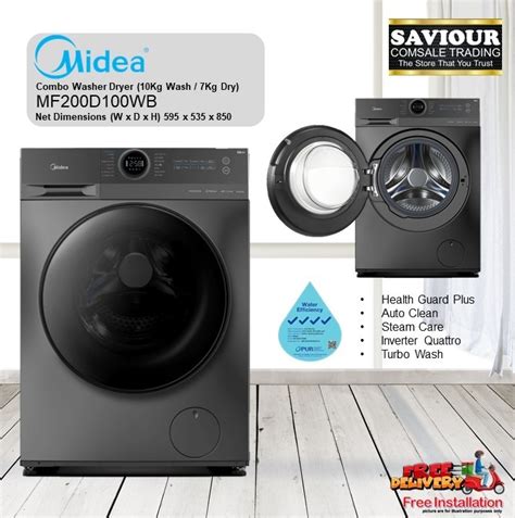 Midea Mf200d100wb Combo Washer Dryer 10kg Wash 7kg Dry Inverter