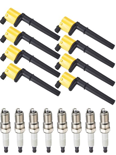 Set Of 8 ISA Brand Yellow Color Ignition Coils And Spark Plugs