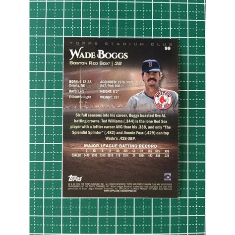 TOPPS MLB 2019 STADIUM CLUB BASEBALL 99 WADE BOGGS BOSTON RED SOX ベース