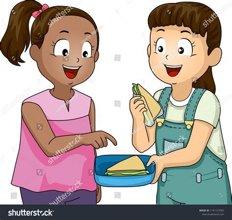 Children Sharing Food Clipart