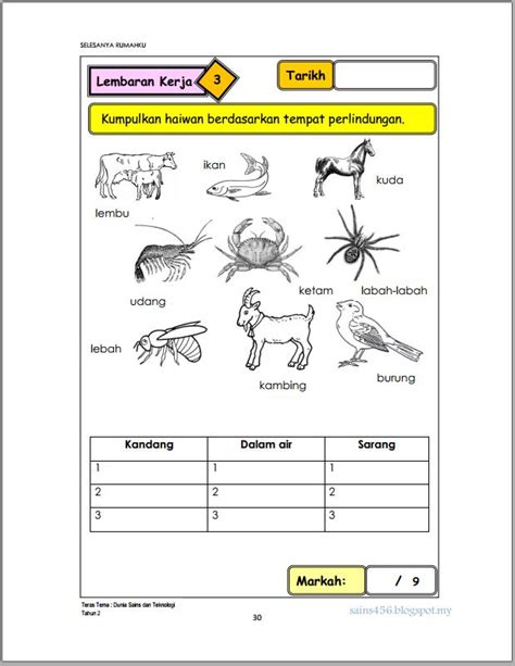 Lembaran Kerja Sains Tahun 1