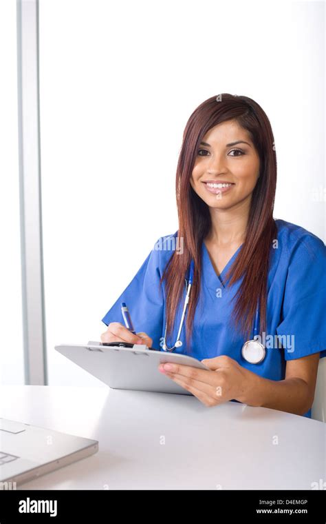 Female Woman Doctor Holding Chart Stock Photo Alamy