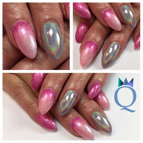 Almondnails Gelnails Nails Rose Pink Glitter Holochrom