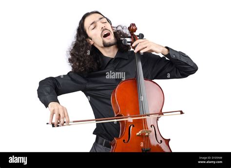 Man Playing Cello On White Stock Photo Alamy