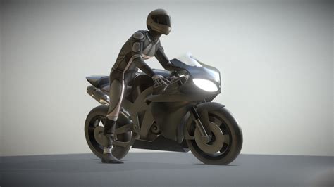 Motorbike And Rigged Driver With Animations Buy Royalty Free 3d Model