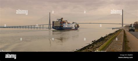 The Container Ship Cma Cgm Fort St Pierre Going Up The Seine River