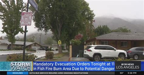 Mandatory Evacuations Ordered For Homes Near Fish Fire Burn Scar Cbs