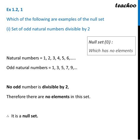 Ex 12 1 Class 11 Which Are Examples Of The Null Set I Set Of Odd